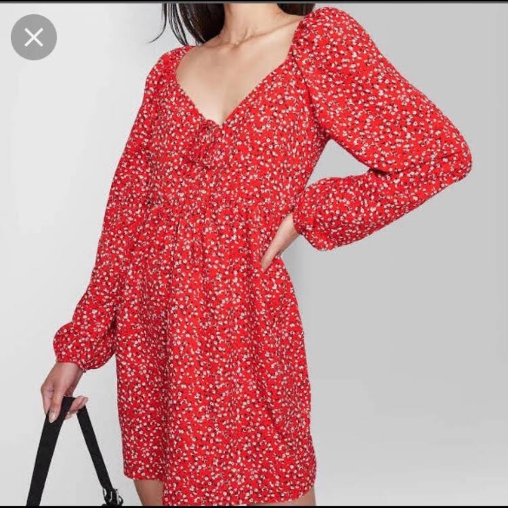 Red Floral Dress - Picture 2 of 4